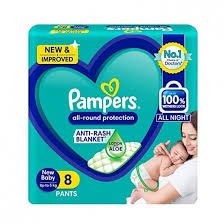 PAMPERS BABY  PANTS NEW BABY 8PCS