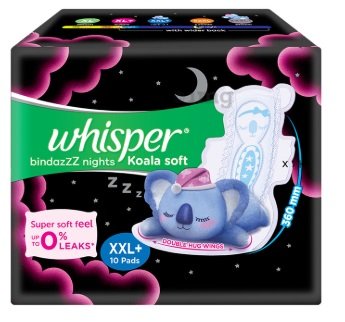 WHISPER BINDAZZZ KOALA SOFT XXL+ PADS 10 UNIT