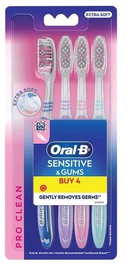 ORAL B SENSITIVE GUMS  TOOTHBRUSH 4PCS