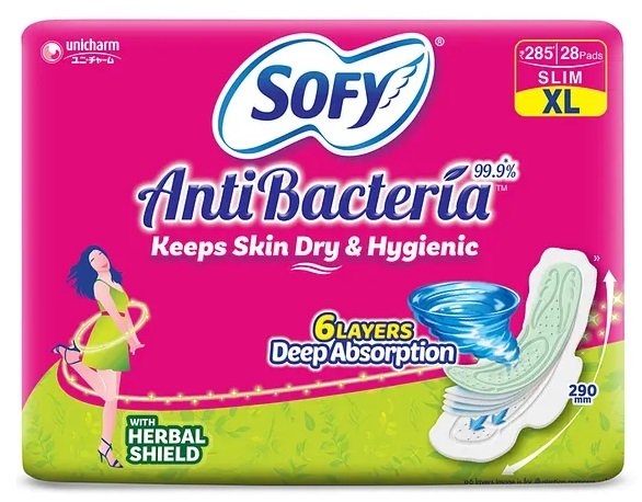SOFY ANTI BACTERIA PADS XL 28 UNIT