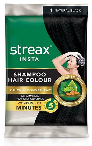 STREAX SHAMPOO HAIR COLOR 1 NATURAL BLACK 12ML