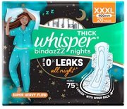 WHISPER BINDAZZZ NIGHTS XXXL PADS UNIT 20