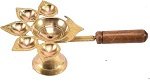 PITAL PANCH MUKHI DIYA WITH WOOD HANDLE