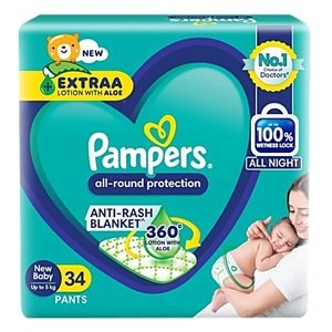PAMPERS DIAPER PANT SIZE NEW BABY 34PCS