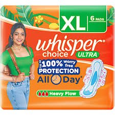WHISPER CHOICE ALL DAY XL PADS 6PCS