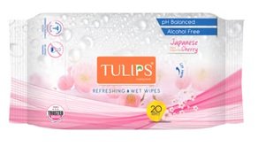 TULIPS JAPANESE CHERRY WET WIPES 20PCS