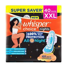WHISPER CHOICE ALL NIGHT PADS XXL 40PCS