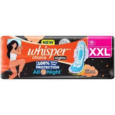 WHISPER CHOICE ALL NIGHT XXL PADS 16PCS