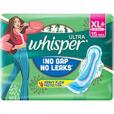 WHISPER NO GAP NO LEAKS XL+ PADS 15PCS